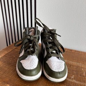 Nike Kids Olive and White Sneakers